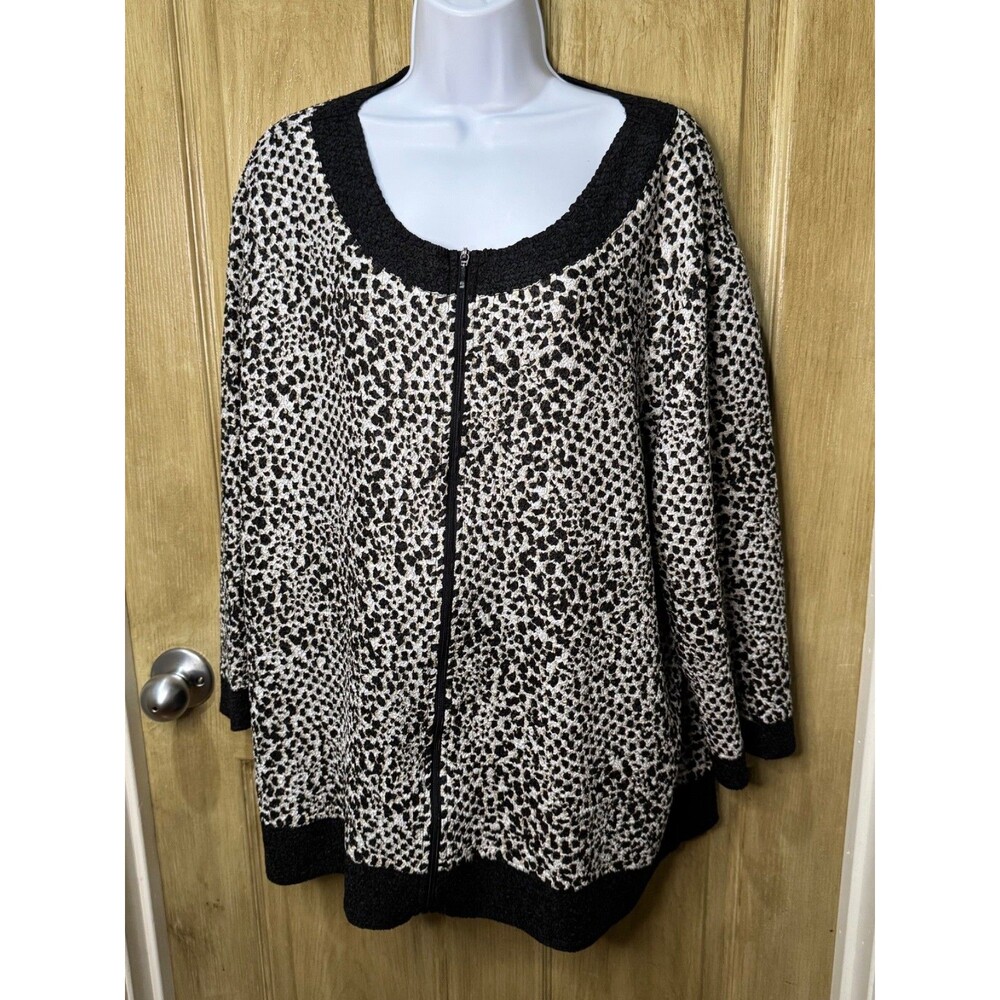 Travelers Collection by Chico's Stretchy Animal Print Zip Front Jacket Size 4 XL